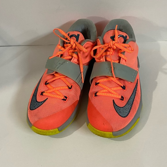Nike ORANGE gray logo sports athletic KD 7 SNEAKERS shoes training basketball - Picture 8 of 11